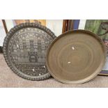 2 MIDDLE EASTERN METAL TRAYS WITH ETCHED DECORATION -2-