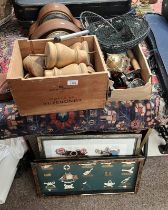 TWO MANTLE CLOCKS, FISHING REELS AND ACCESSORIES ETC.