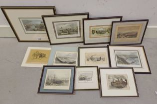 SELECTION OF SCOTTISH THEMED COLOUR ENGRAVINGS, ETC WITH AREAS TO INCLUDE BANFF, ARBROATH ABBEY,