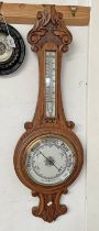 OAK ANEROID WALL BAROMETER