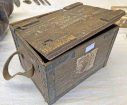 POST SECOND WORLD WAR WOOD CRATE FOR MILLS GRENADE DETONATORS WITH VARIOUS MARKINGS