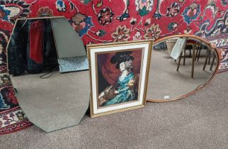 2 WALL MIRRORS, 1 UNFRAMED,