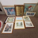 GOOD SELECTION OF PRINTS, ETC TO INCLUDE; T LEIGHTON, COUNTRY LANE, SIGNED IN PENCIL, 21350, PRINT,