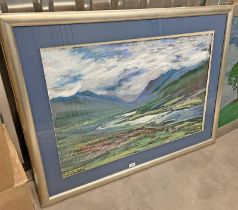 JOHNSTONE HIGHLAND RIVER SCENE SIGNED FRAMED GOUACHE 63 X 2 CM