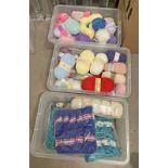 3 BOXES CONTAINING VARIOUS KNITTING WOOL