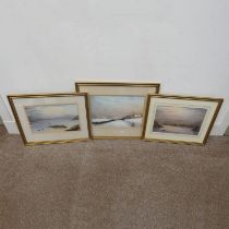 BILL MCANALLY, 3 FRAMED WATERCOLOURS, WINTER SCENE, HIGHLAND SCENE & ONE OTHER, ALL SIGNED,