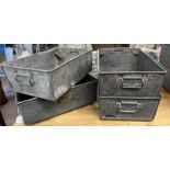 4 TIN TRAYS WITH HANDLES