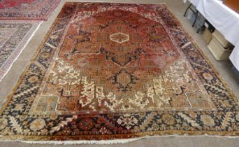 RED GROUND MIDDLE EASTERN CARPET 375 X 295 CM