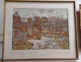 LEONARD GRAY - (ARR) CONVERGING LANES LABEL TO REVERSE FRAMED WATERCOLOUR 52 X 71 CM