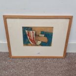 FRAMED OIL PAINTING OF ABSTRACT SCENE, MONOGRAMMED A.F.