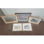 HOWARD BUTTERWORTH, FLAGS AT THE MARINA, SIGNED IN PENCIL, PRINT,