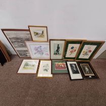 SELECTION OF PRINTS, WATERCOLOURS, ETC TO INCLUDE,