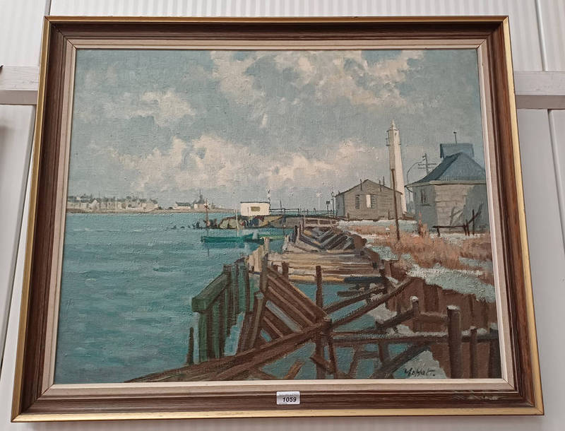 MOFFAT BROKEN PIER SIGNED FRAMED OIL PAINTING 59 CM X 79 CM