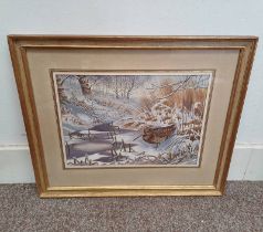 JOHN BAXENDALE BIRD RESTING IN WINTER SIGNED,