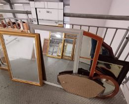 SELECTION OF VARIOUS STYLE MIRRORS, 11 IN TOTAL,