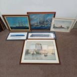 SELECTION OF WATERCOLOURS, PRINTS, ETC INCLUDING M J HENDERSON, THE ACASTA, SIGNED,