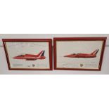 2 FRAMED PRINTS FEATURING RED ARROWS, THE HAWK T.1 & GNAT T.