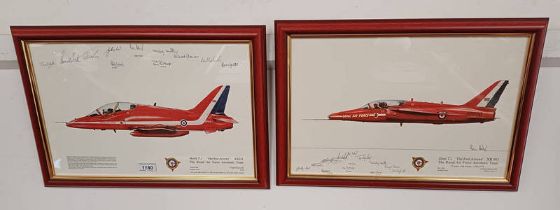 2 FRAMED PRINTS FEATURING RED ARROWS, THE HAWK T.1 & GNAT T.