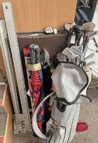 SELECTION OF GOLF CLUBS TO INCLUDE JOHN LETTERS IRONS, BERNIE GALLACHER WOODS ETC.