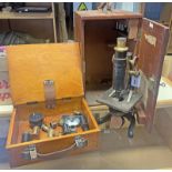 WATSON & CO LTD LONDON SERVICE MICROSCOPE WITH BLACK & LACQUERED BRASS SECTIONS TO BODY IN ITS