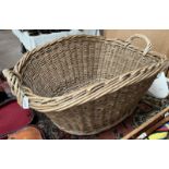 LARGE WICKER BASKET WITH HANDLES,