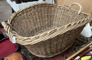 LARGE WICKER BASKET WITH HANDLES,