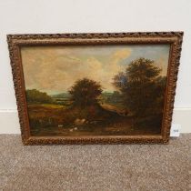 HG JUTSUM 'FIGURES ON A PATHWAY' SIGNED 19TH CENTURY GILT FRAMED OIL PAINTING 39 CM X 59 CM