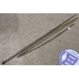 FOUR SPEARS WITH METAL ENDS ON WOOD SHAFTS,