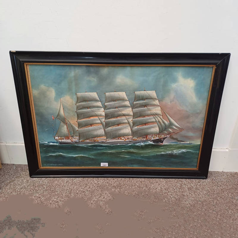 A V GREGORY THE GARTHPOOL SIGNED FRAMED WATERCOLOUR VARIOUS INFORMATION CONCERNING SHIP TO REAR 53