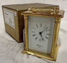 RAPPORT LONDON CARRIAGE CLOCK WITH GILT METAL BODY WITH GLASS PANELS WITH BOX