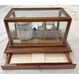 CASELLA BAROGRAPH IN GLAZED BEVELLED GLASS LID