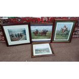 VARIOUS HORSE RACING RELATED PRINTS TO INCLUDE ; DAVID DENT, CHELTENHAM GOLD CUP, SIGNED IN PENCIL,