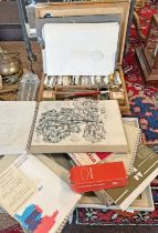 ARTISTS EQUIPMENT TO INCLUDE EASEL, ROWNEY PAINT IN BOX,