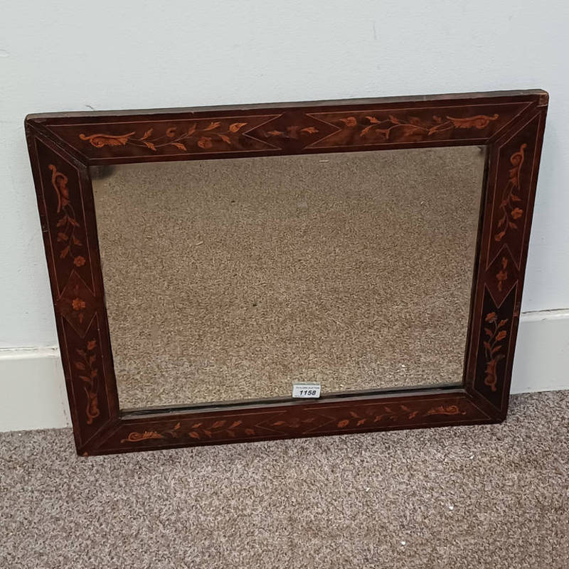 INLAID MAHOGANY FRAMED MIRROR,