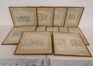 SET OF FRAMED ARCHITECTURAL PLANS FOR HOUSE ETC RUBISLAW DEN FOR J. MURRAY GARDEN ESQ.