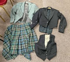 KILT WITH TWO KILT JACKETS AND A WAISTCOAT Condition Report: Kilt has several moth