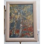 FRAMED OIL PAINTING IF AN AUTUMN SCENE, MONOGRAMMED N.E.