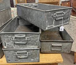 4 TIN TRAYS WITH HANDLES