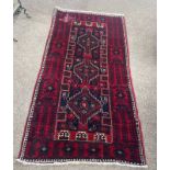 RED AND BLUE EASTERN RUG 184 CM X 97 CM