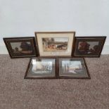 VINCENT SELBY, 4 FRAMED HOLOGRAPH PRINTS OF VARIOUS COUNTRYSIDE & FARM SCENES & 1 OTHER PRINT.