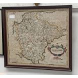 FRAMED MAP OF DEVONSHIRE BY ROBERT MORDEN 37 CM X 42 CM