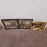 JOHN HADLEY, 2 MAHOGANY FRAMED PRINTS, FISHERMAN & SHEEP BY THE RIVER,