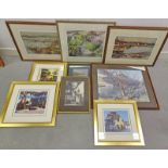 GOOD SELECTION OF FRAMED PRINTS TO INCLUDE, PERRI DUNCAN, GARDEN PATH, SIGNED IN PENCIL, LIZ DUNCAN,