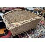 LARGE RECTANGULAR WICKER BASKET WITH TWO HANDLES,