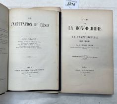 DE L'AMPUTATION DU PENIS BY LOUIS JULLIEN - 1873 AND ETUDES SUR LA MONORCHIDIE ET LA CRYPTORCHIDIE