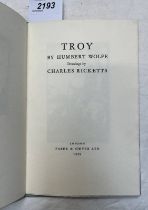 TROY BY HUMBERT WOLFE, DRAWINGS BY CHARLES RICKETTS, LIMITED EDITION LARGE PAPER EDITION NO.