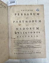 VETERUM PERSARUM ET PARTHORUM ET MEDORUM RELIGIONIS HISTORIA BY THOMAS HYDE,