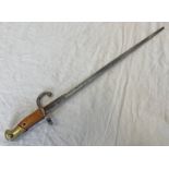 FRENCH MODEL 1874 GRAS BAYONET WITH 51 CM LONG BLADE MARKED 1875 TO SPINE