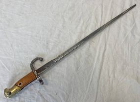 FRENCH MODEL 1874 GRAS BAYONET WITH 51 CM LONG BLADE MARKED 1875 TO SPINE