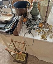 SILVER PLATED TABLE LAMP, BRASS STICK STAND, BRASS TABLE LAMP,